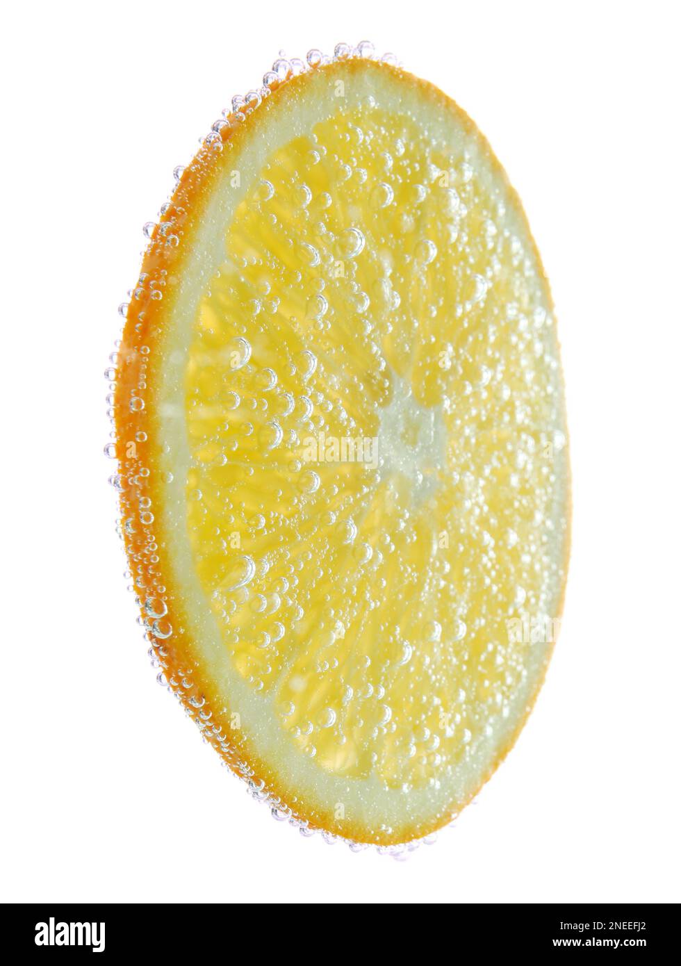 Fresh orange slice in sparkling water on white background Stock Photo ...