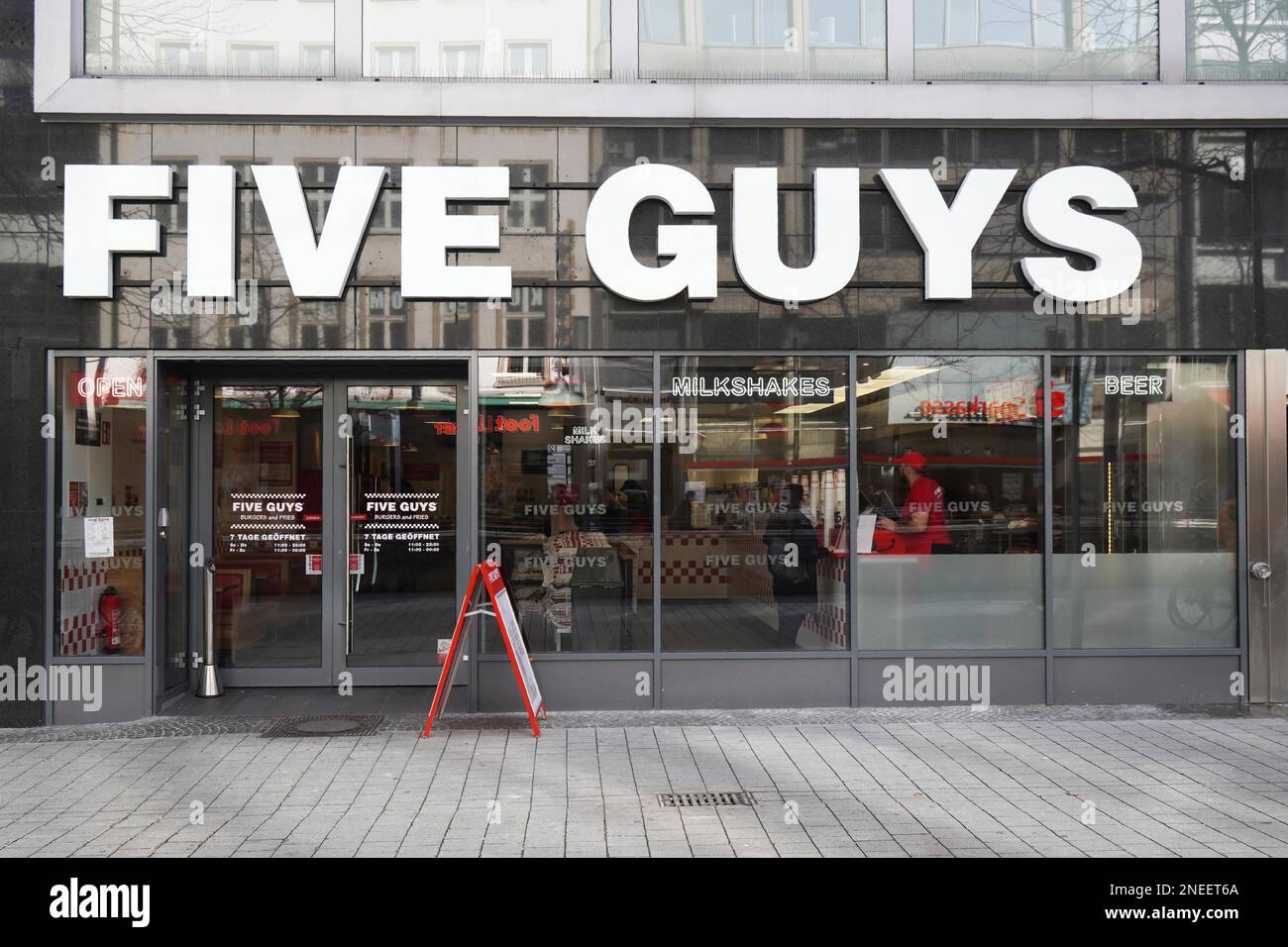 Hannover, Germany - March 2, 2020: Five Guys fast casual burger restaurant chain recently opened a local branch Stock Photo