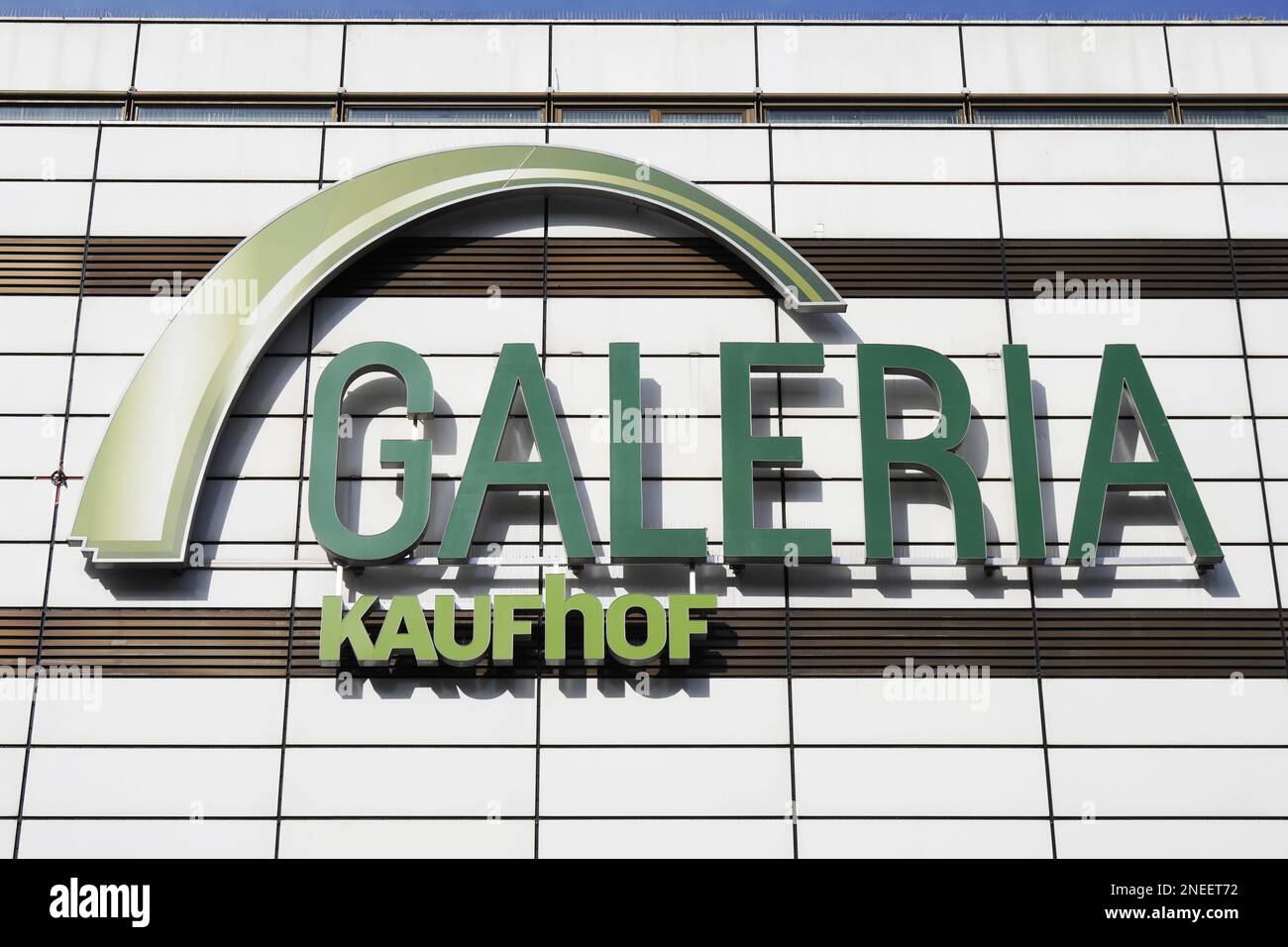 Hannover, Germany - March 2, 2020: Galerie Kaufhof logo sign on facade of local department store branch Stock Photo