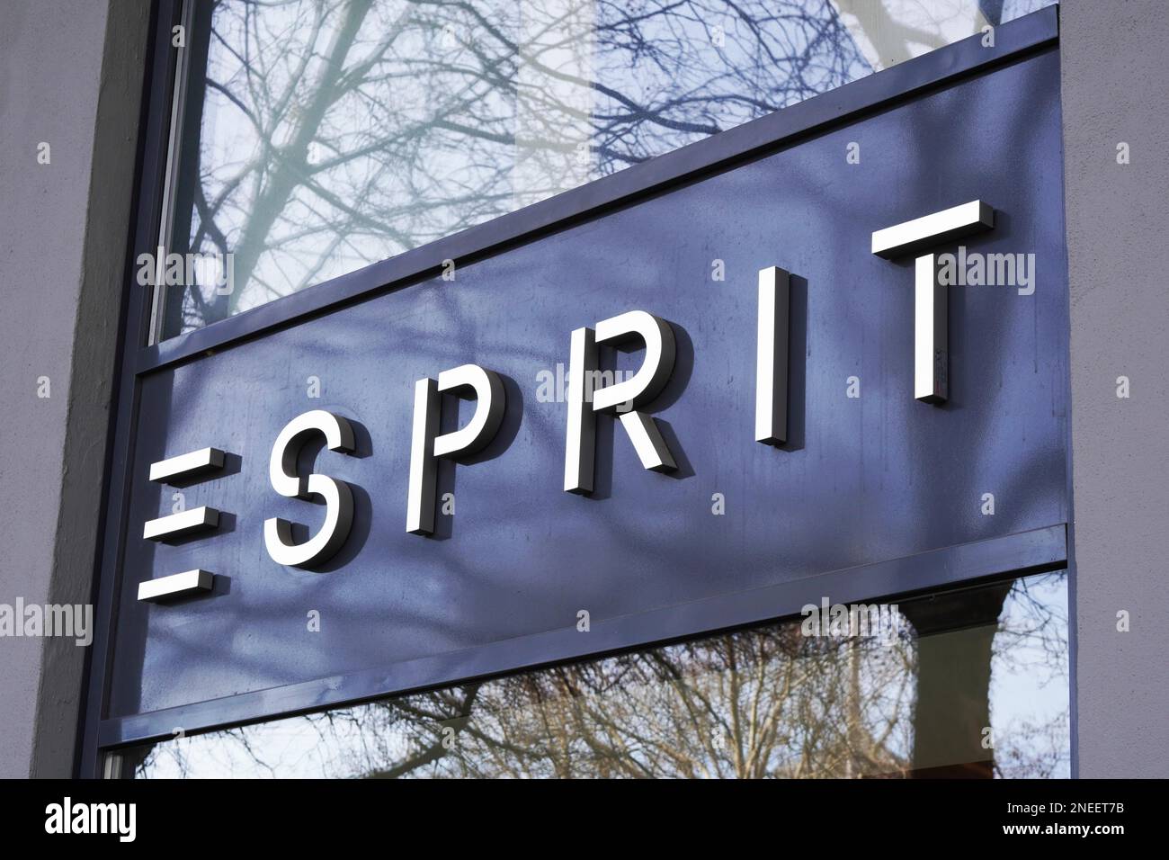Hannover, Germany - March 2, 2020: Esprit brand name sign at local fashion retail store Stock Photo