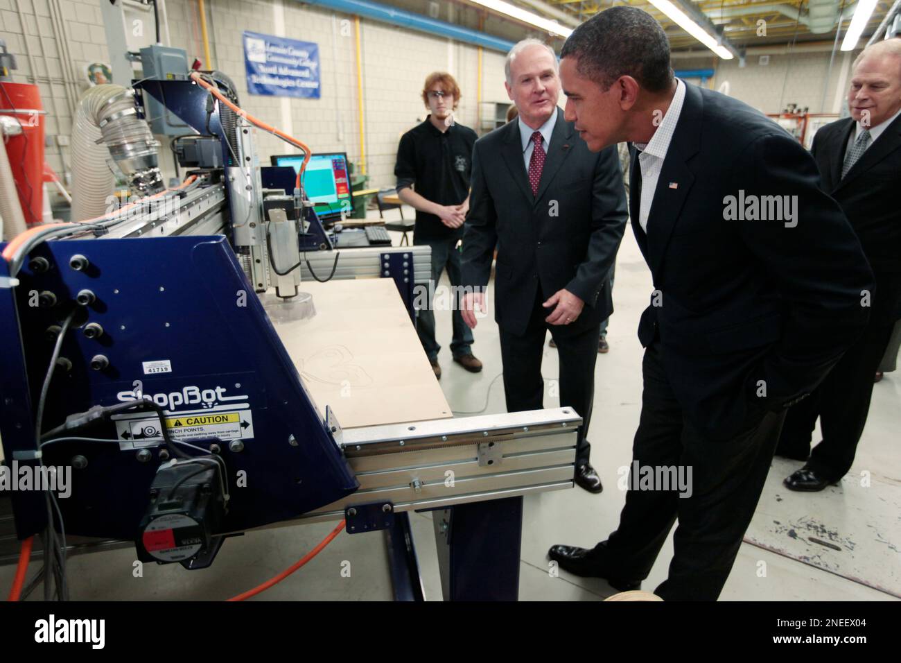 President Barack Obama visits a wind turbine manufacturing and