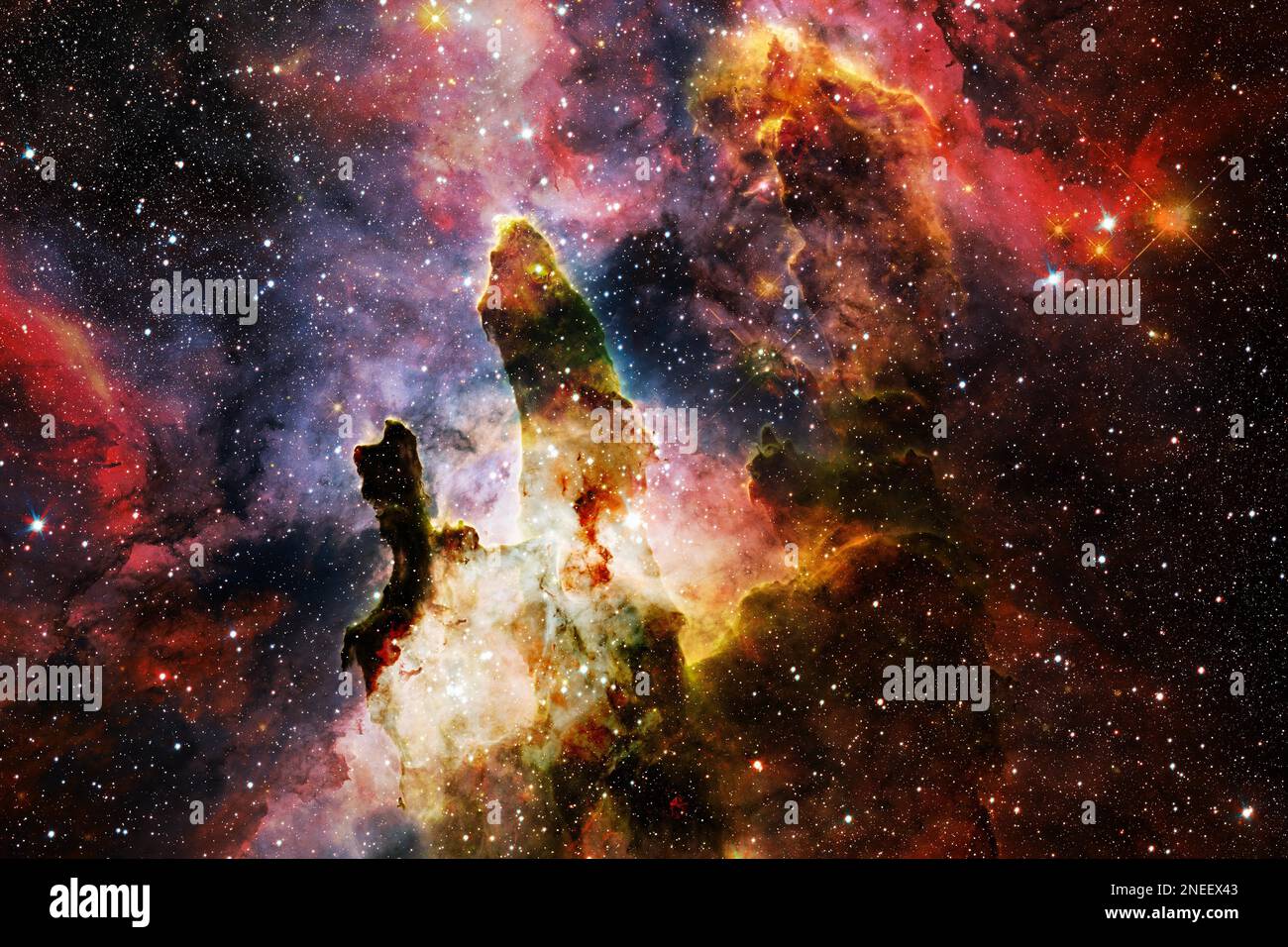 Universe scene with stars and galaxies in deep space showing the beauty ...