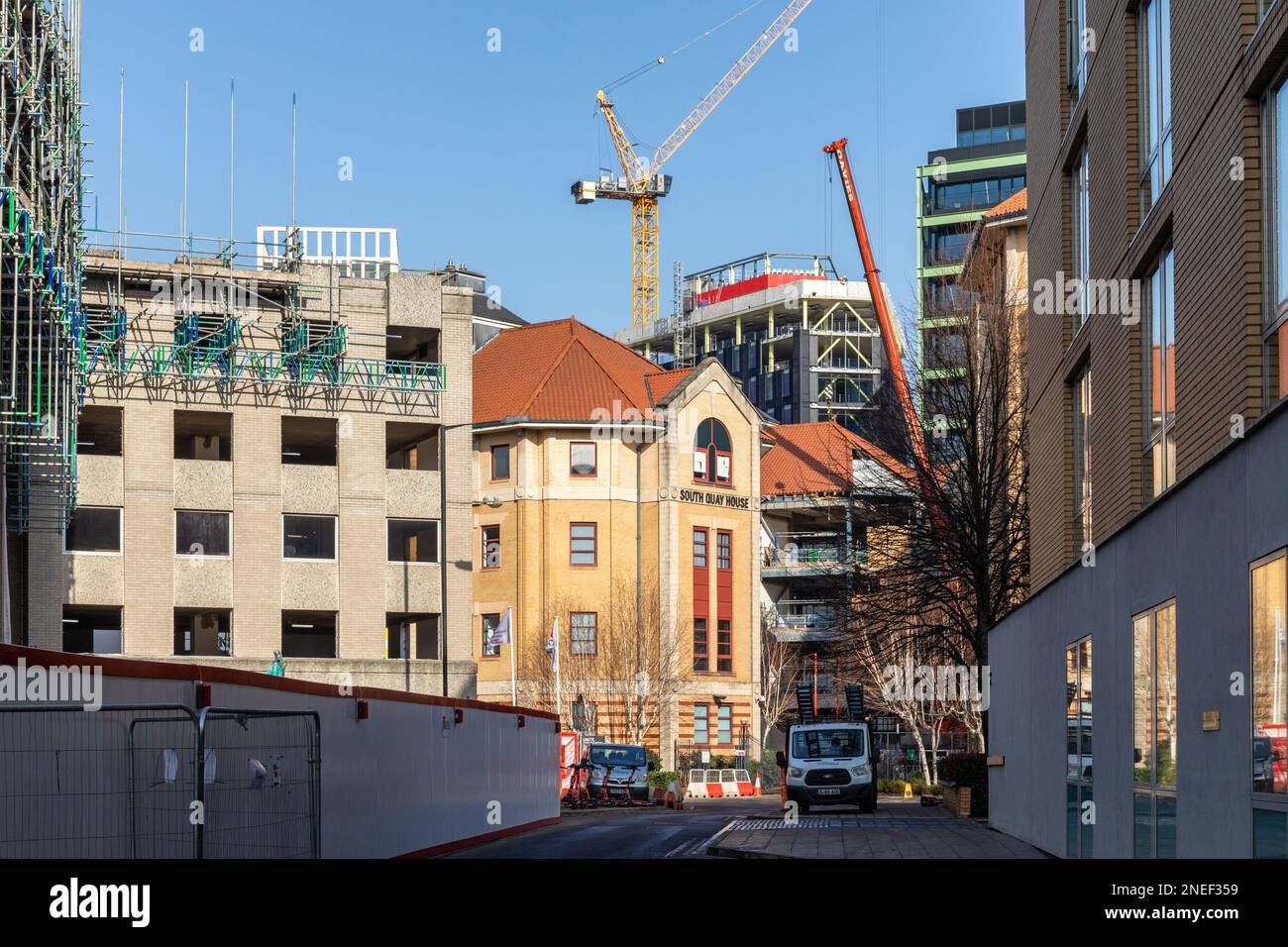 Construction work being carried out in Bristol City centre, England, UK