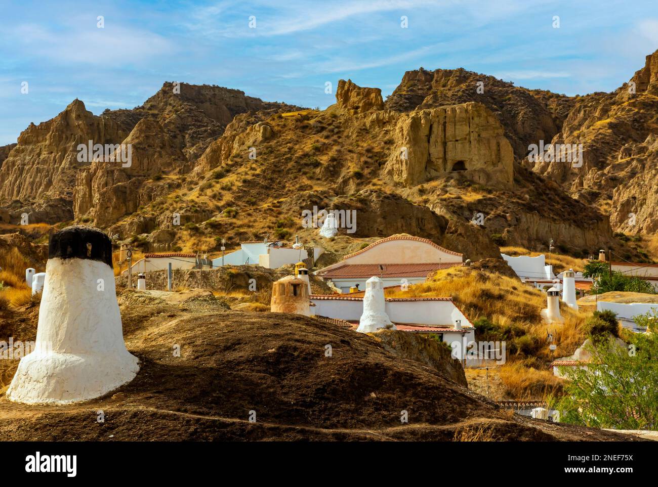Chimneys Of Underground Cave Houses In The Barrio De Cuevas Area Of 