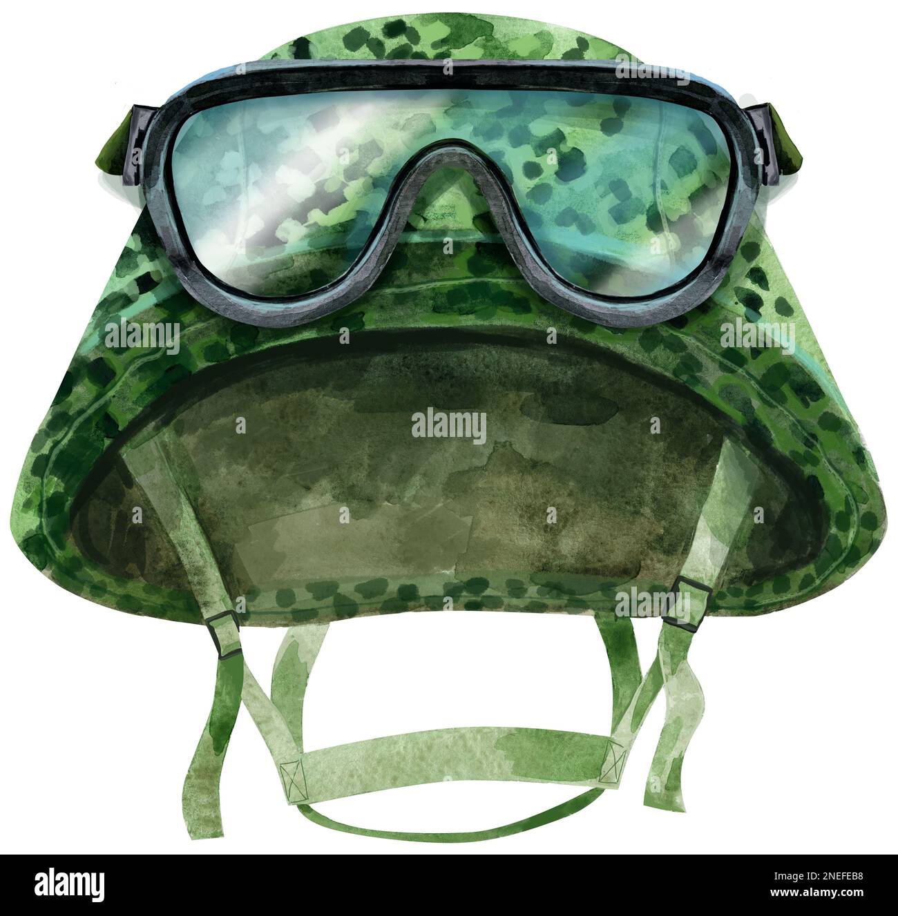 Watercolor Military tactical helmet with goggles. For clothing design Stock Photo Alamy