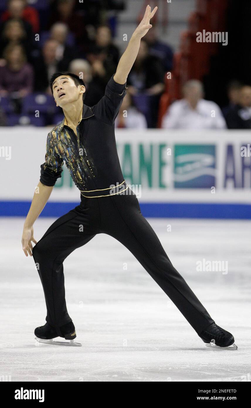 Jason Wong competes during the men's free skate competition