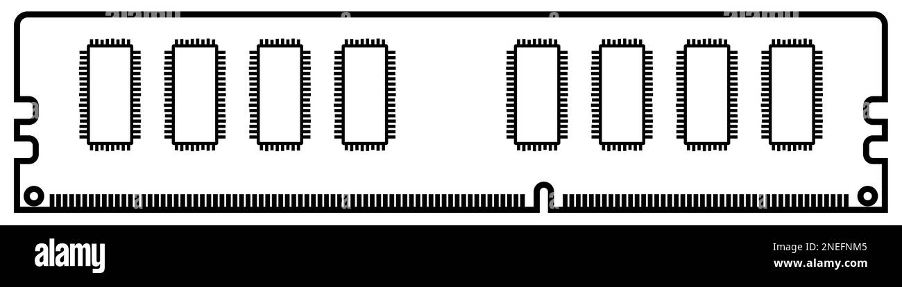 Outline RAM for desktop computer, memory stick isolated on white ...