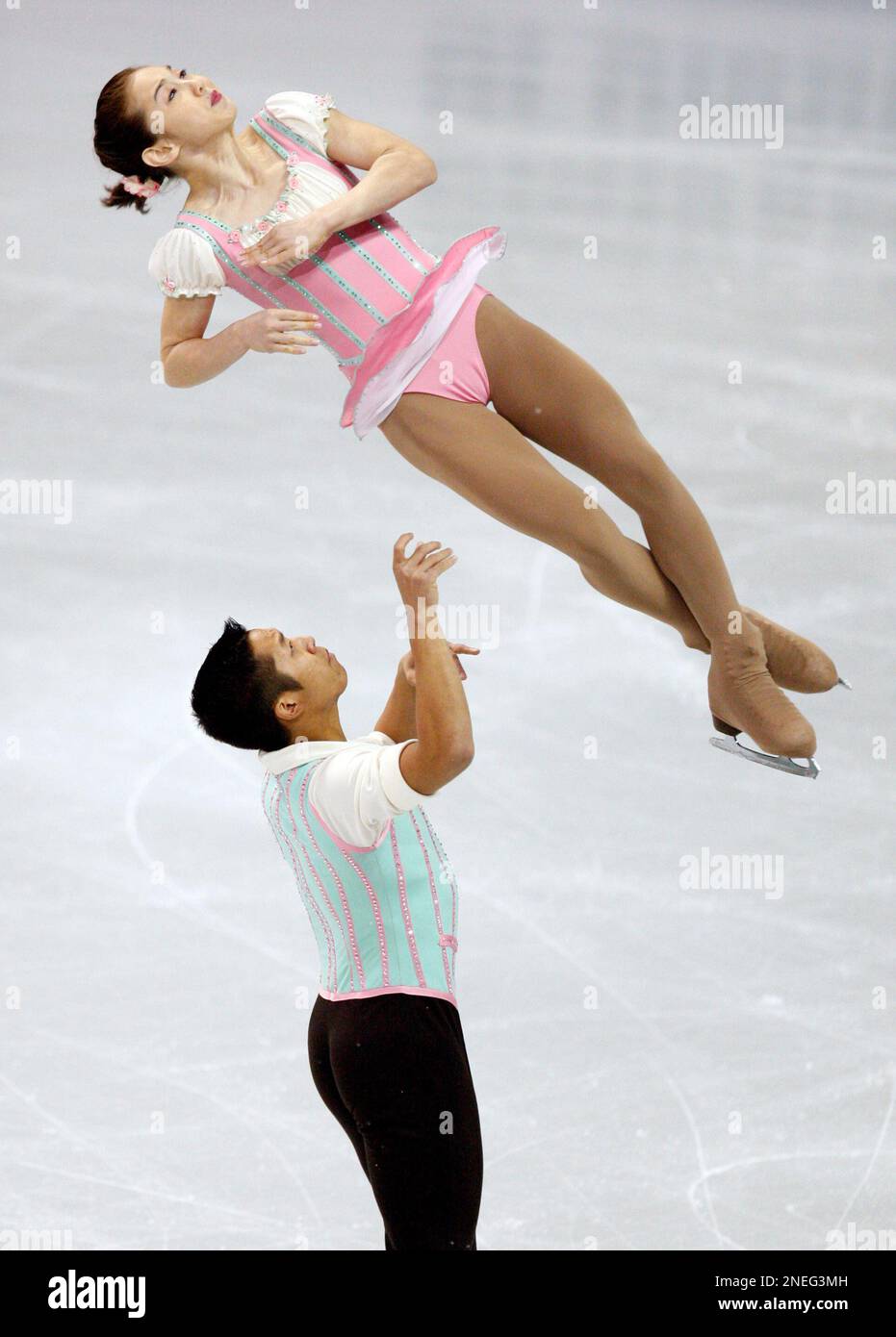 Tracy Tanovich, top, and Michael Chau perform their short