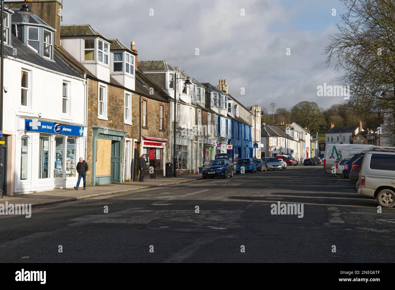 colorful traditional shops and homes on St. Cuthbert Street