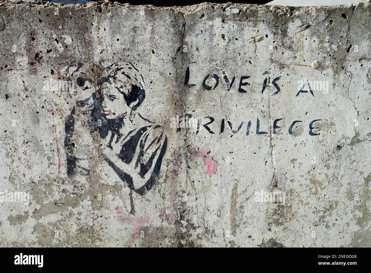 Love is a privilege, Stencil, public ground, Berlin Stock Photo