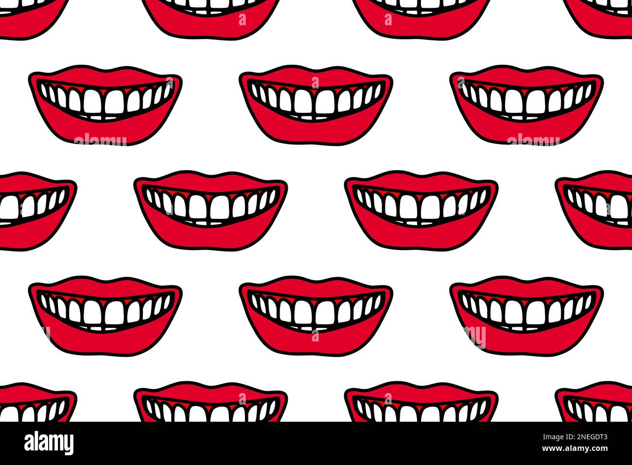 Seamless pattern of a human smiling lips Stock Vector