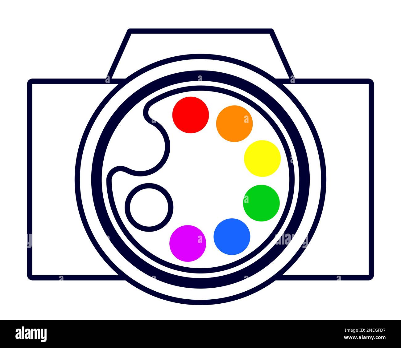 Conceptual illustration of an abstract camera and color palette Stock ...