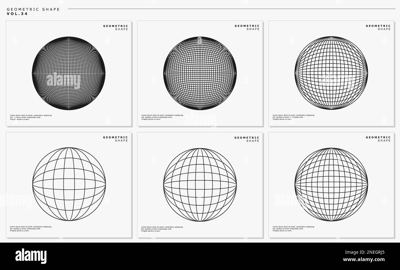 Geometric line globe design template vector. Abstract blend line earth logo set Stock Vector
