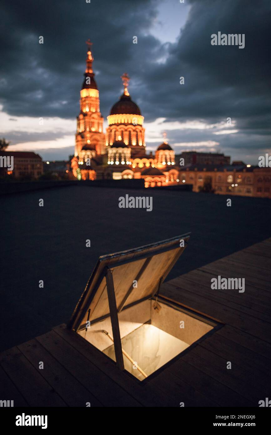 Attic window night hi-res stock photography and images - Alamy