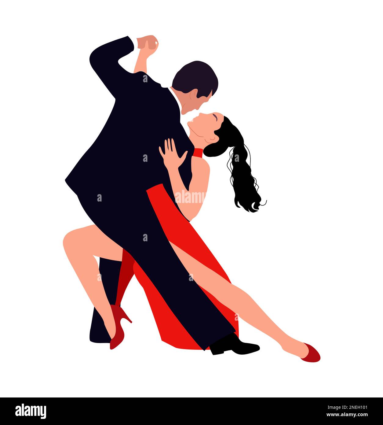 Dancing Couple Vector flat illustration on white. Stock Vector