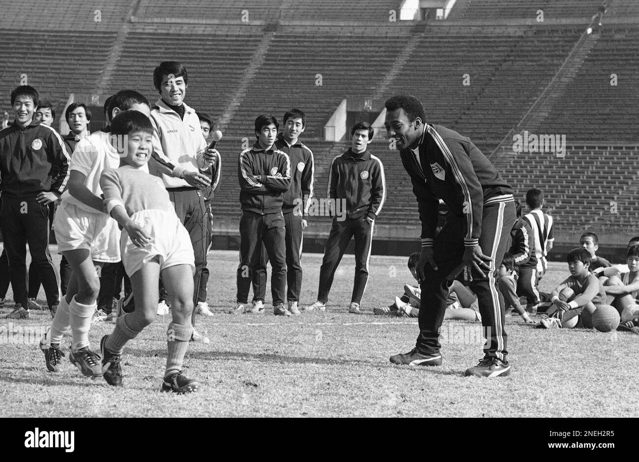 Brazil?s former world soccer king Pele taught young Japanese players