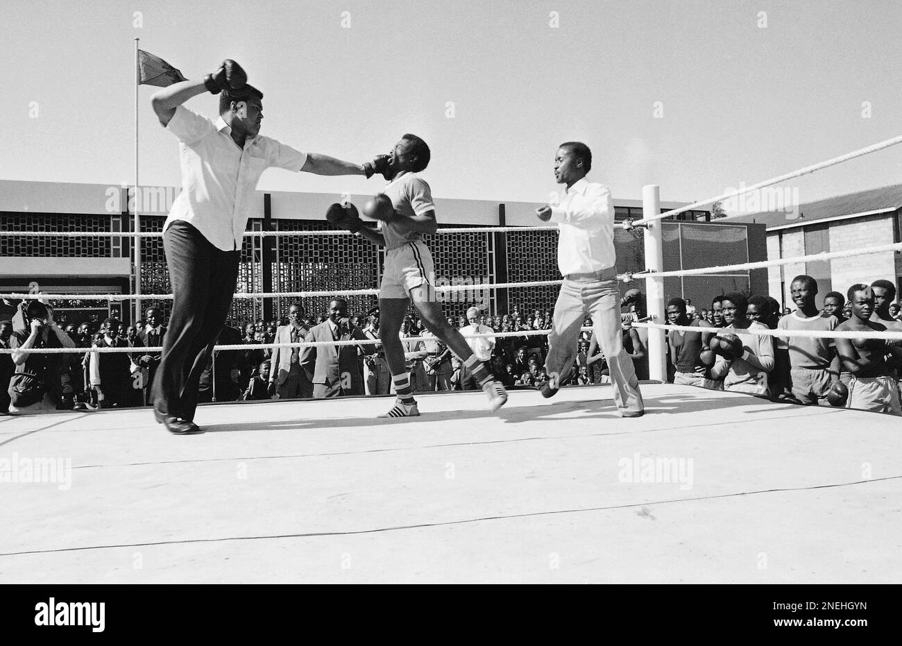 Muhammad Ali boxes with boys from the Starehe Boys Centre and School in ...