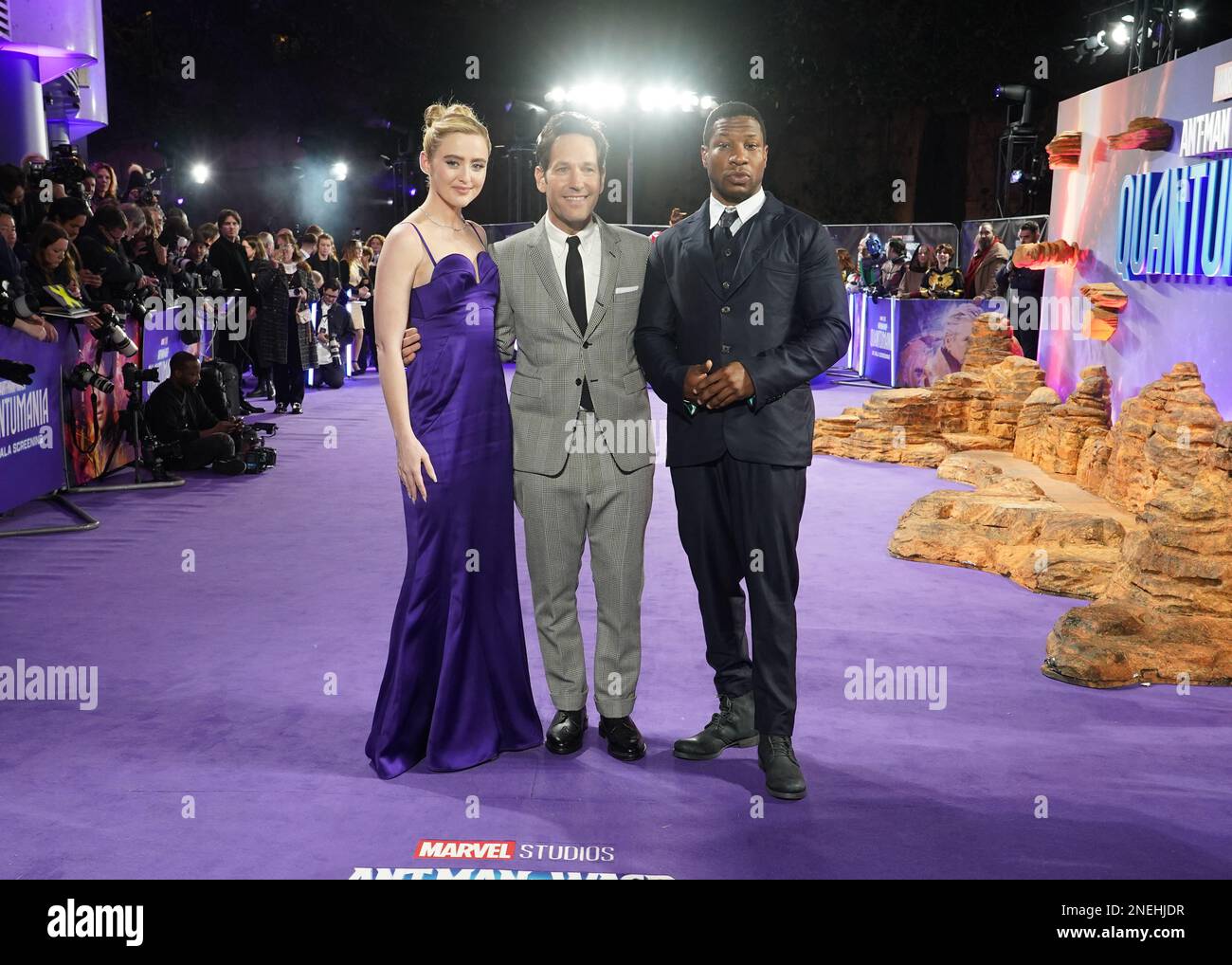 (left to right) Kathryn Newton, Paul Rudd, and Jonathan Majors ...