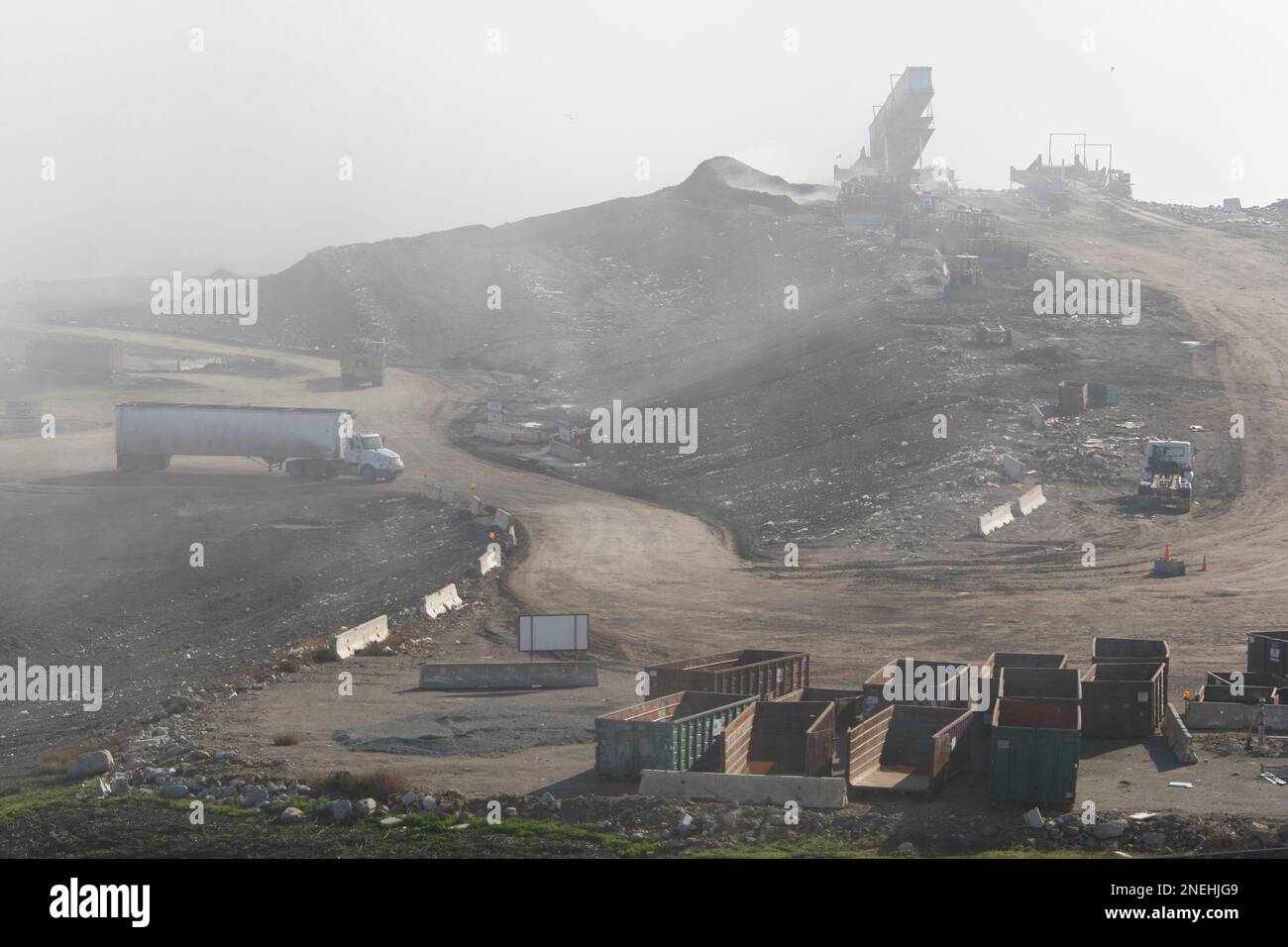 Fog rolls over the Altamont Landfill owned by Waste Management in