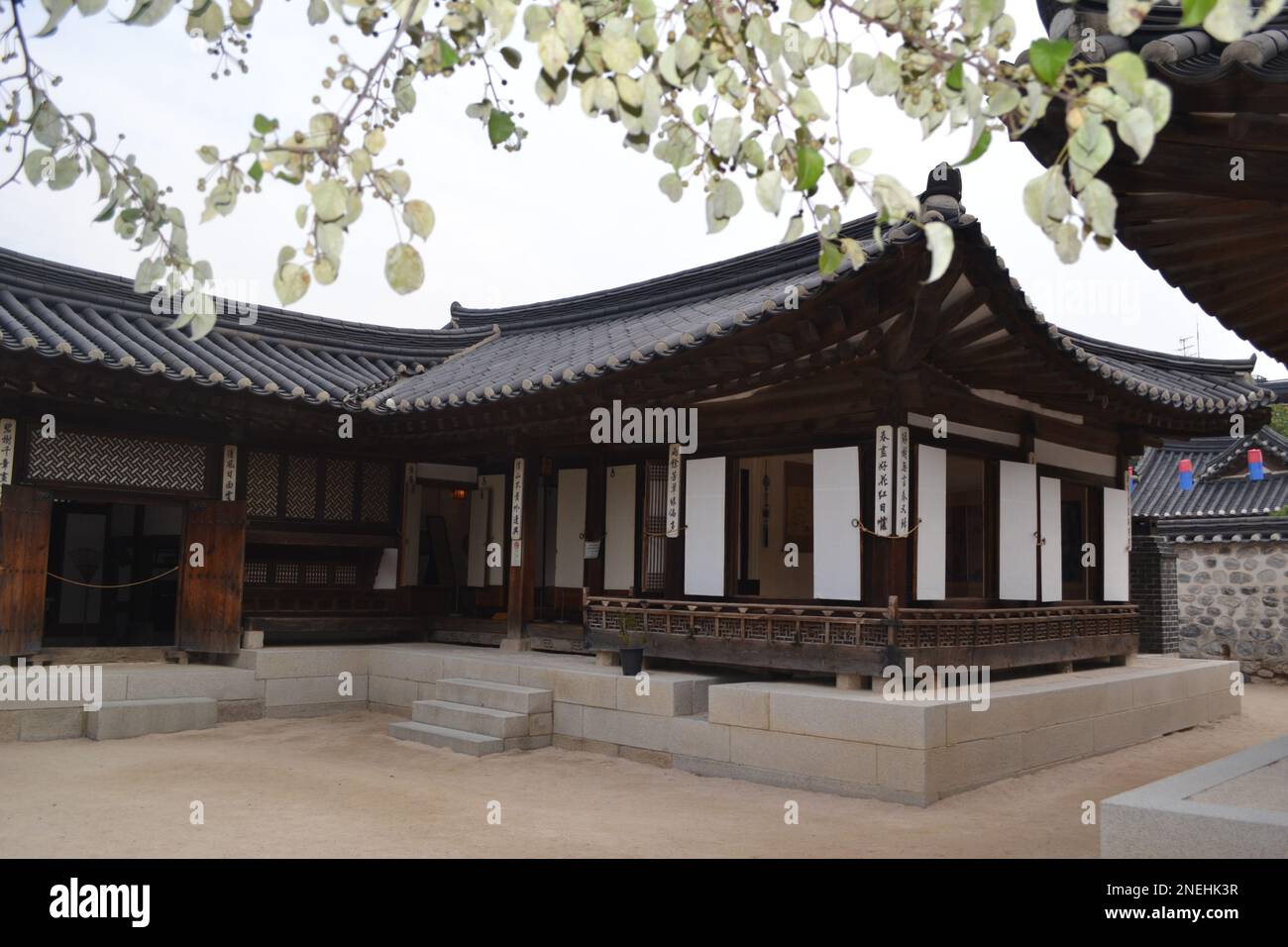 A traditional house at Namsangol Hanok Village in Seoul, South Korea ...