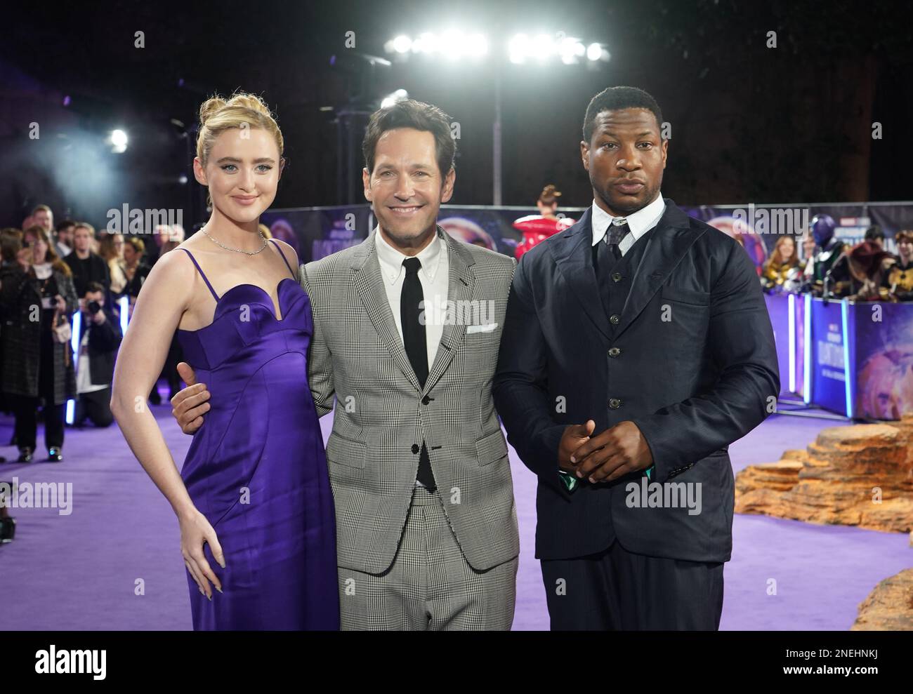 (left to right) Kathryn Newton, Paul Rudd, and Jonathan Majors ...