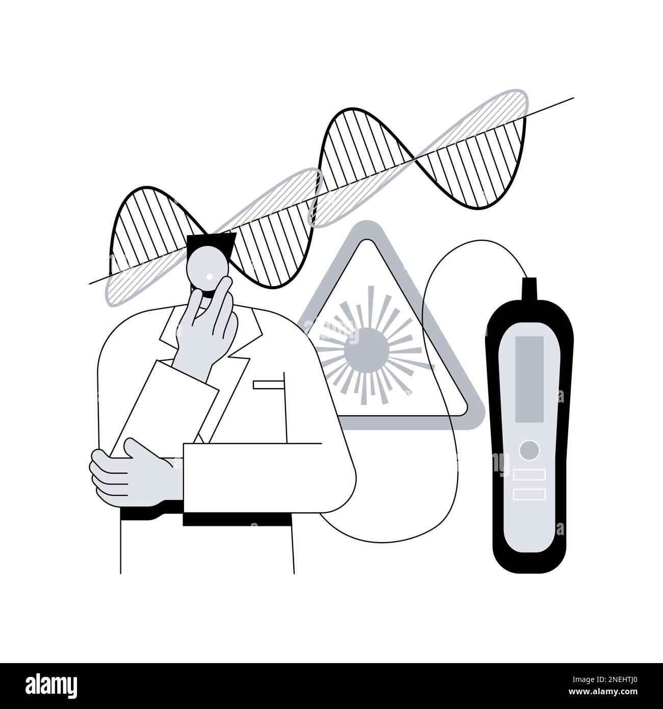 Laser technologies abstract concept vector illustration. Optical communication systems, medical laser use, innovative measurement instruments, electromagnetic radiation abstract metaphor. Stock Vector