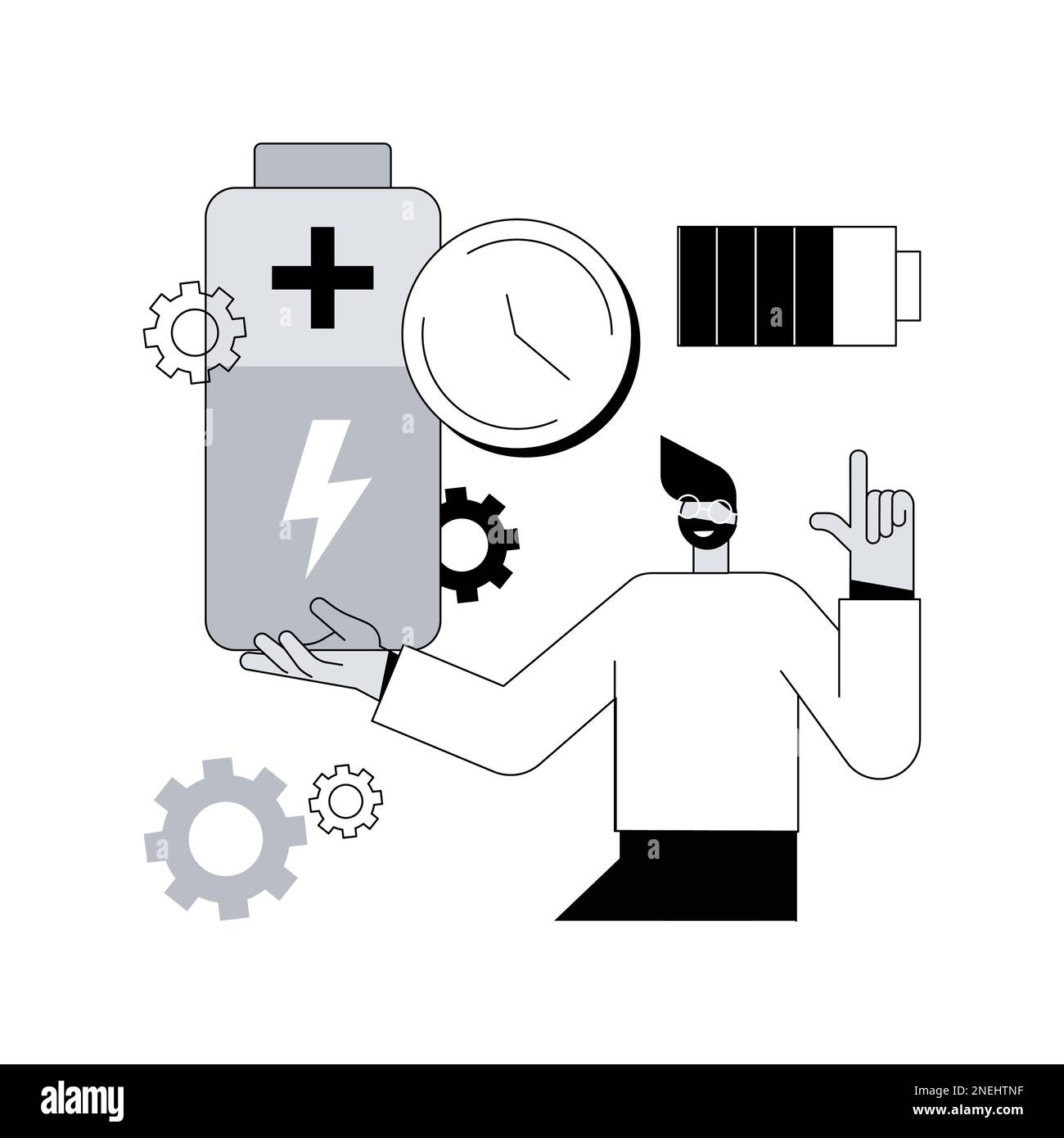 Battery runtime abstract concept vector illustration. Battery