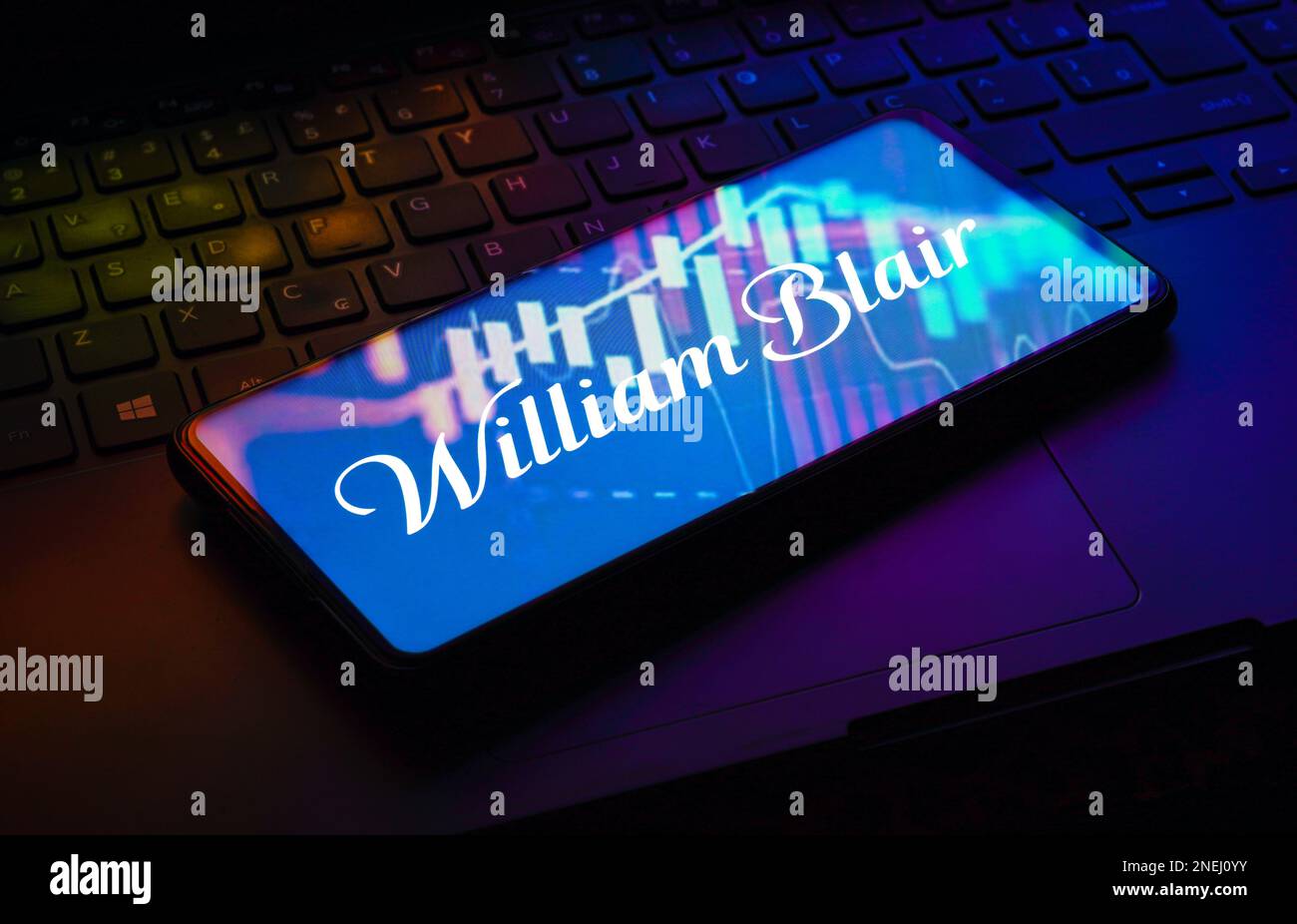 In this photo illustration the William Blair & Company logo seen