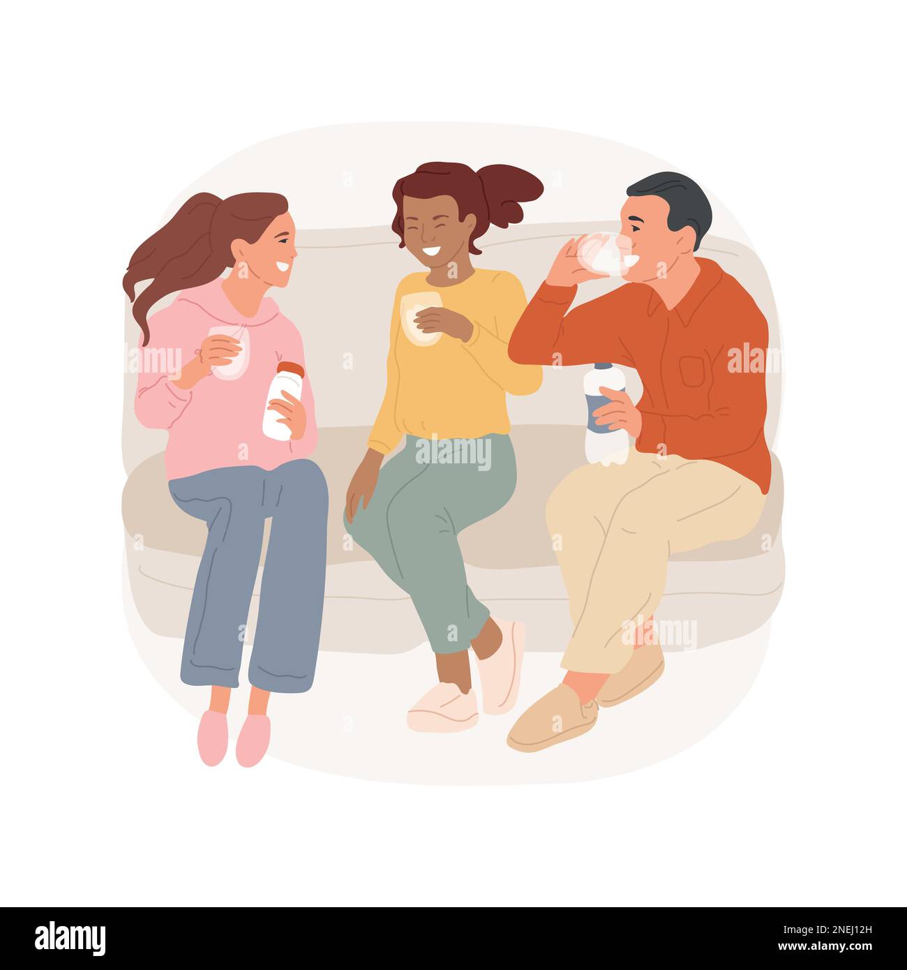 Drink enough water isolated cartoon vector illustration. Group of ...