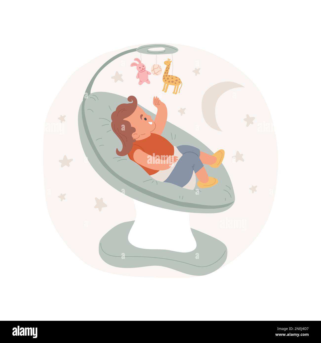 Automatic baby rocker isolated cartoon vector illustration. Adorable