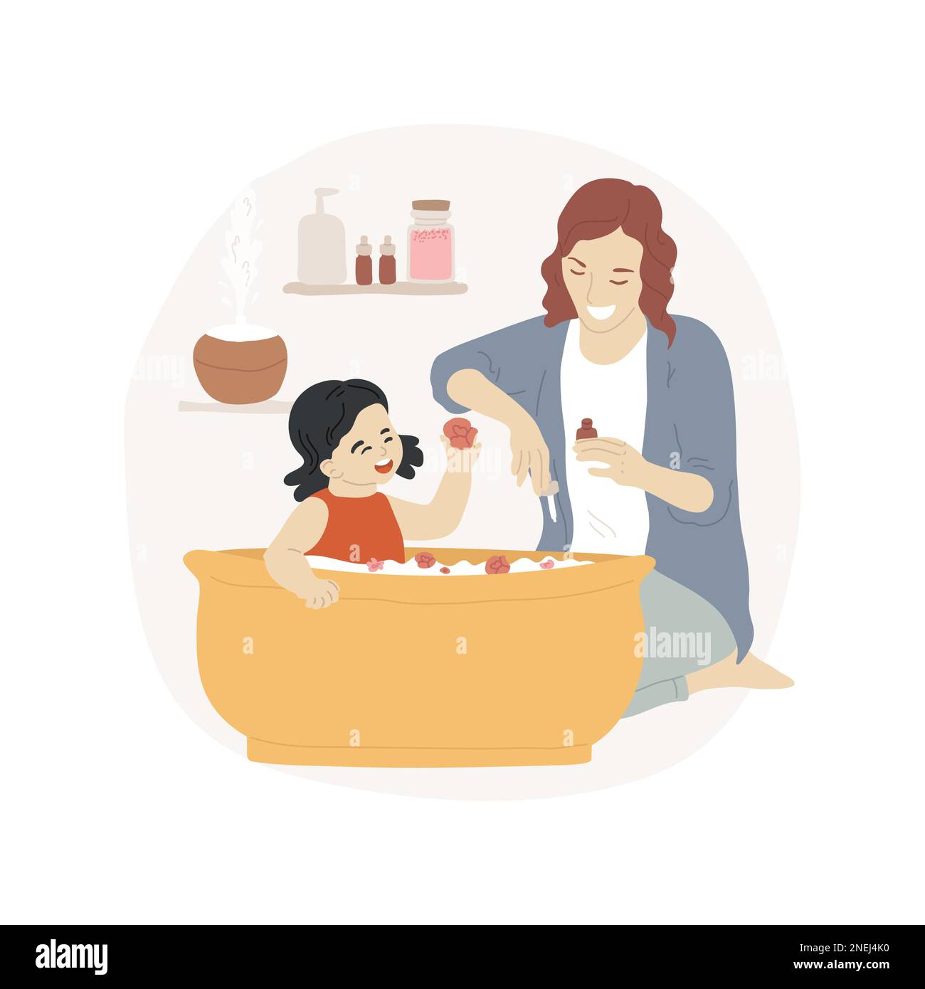 Aromatherapy and salt isolated cartoon vector illustration. Little