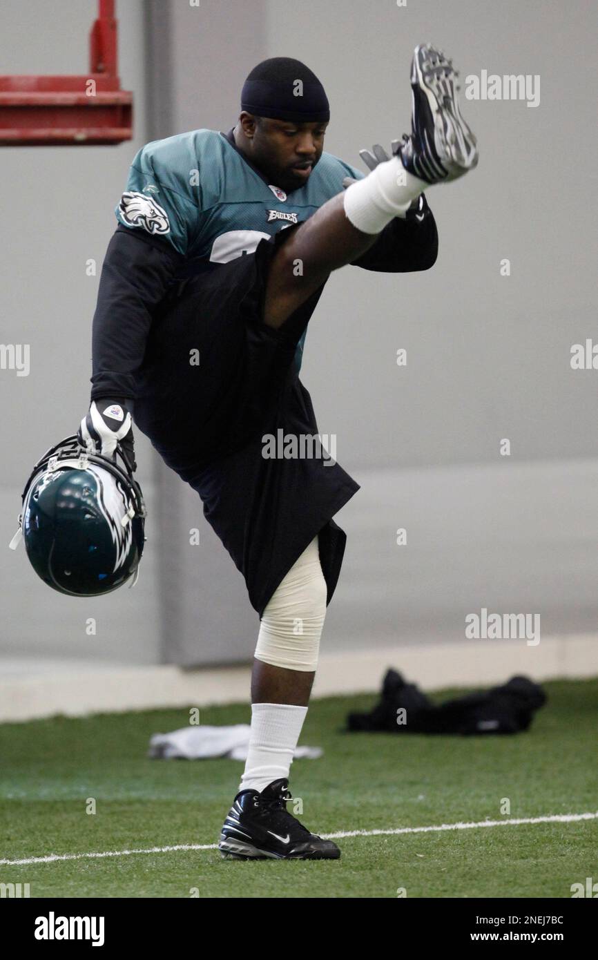 Philadelphia Eagles running back Brian Westbrook loosens up during