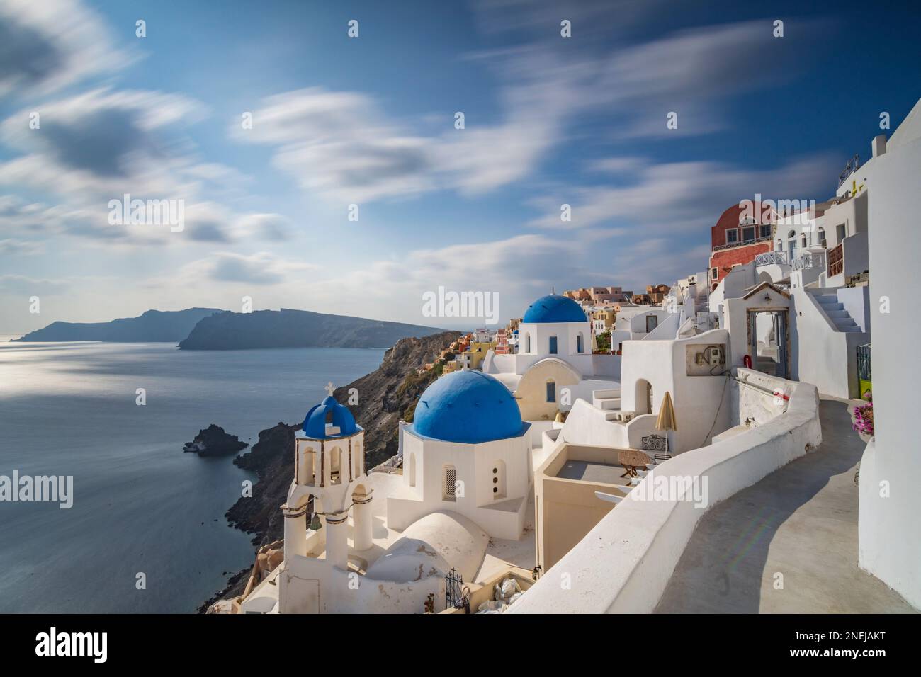 The three blue domes, Santorini Stock Photo - Alamy