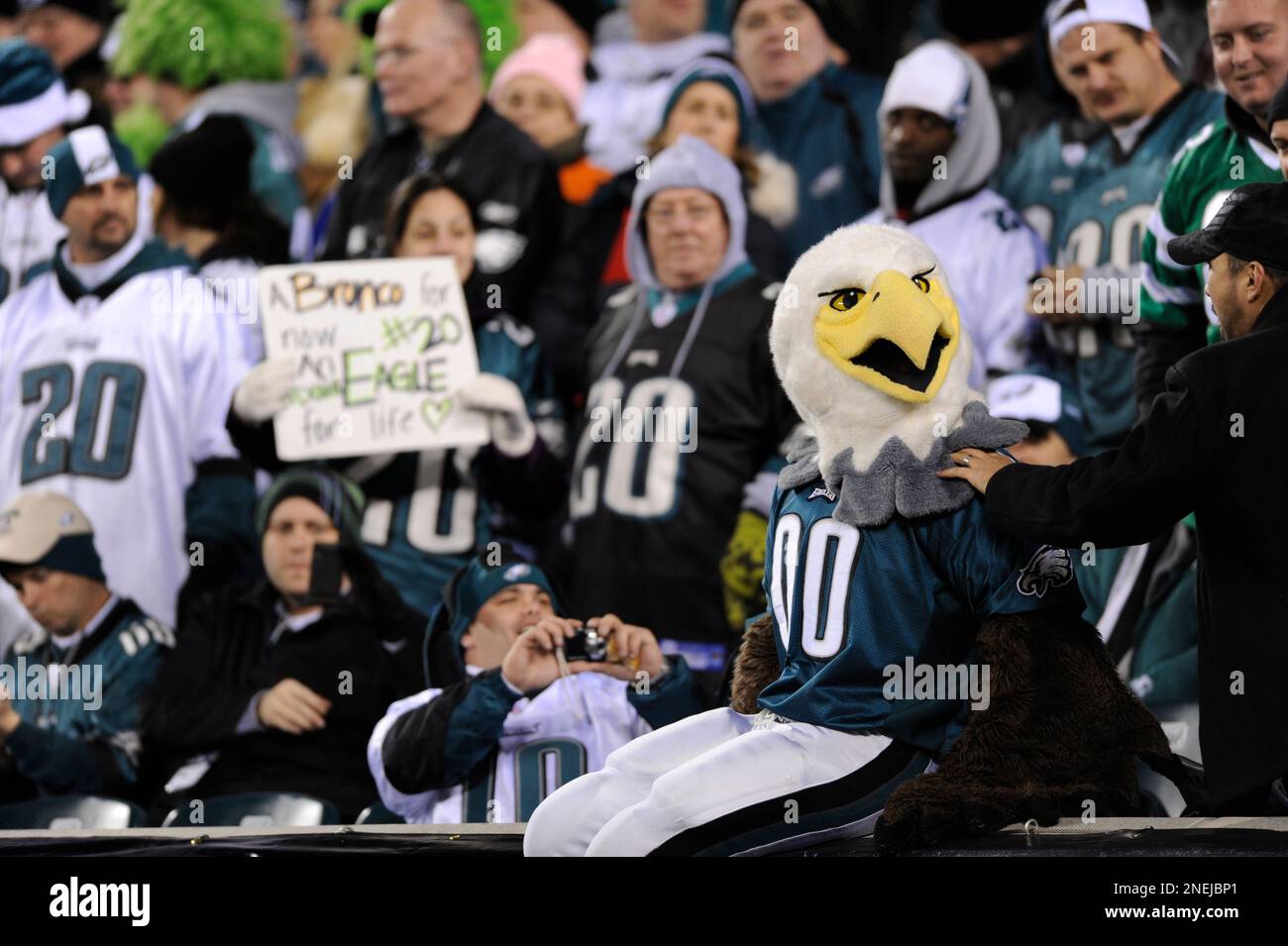 Philadelphia Eagles fans and the mascot swoop in the second half of an NFL  football game, Sunday, Dec. 27, 2009, in Philadelphia. (AP Photo/Michael  Perez Stock Photo - Alamy