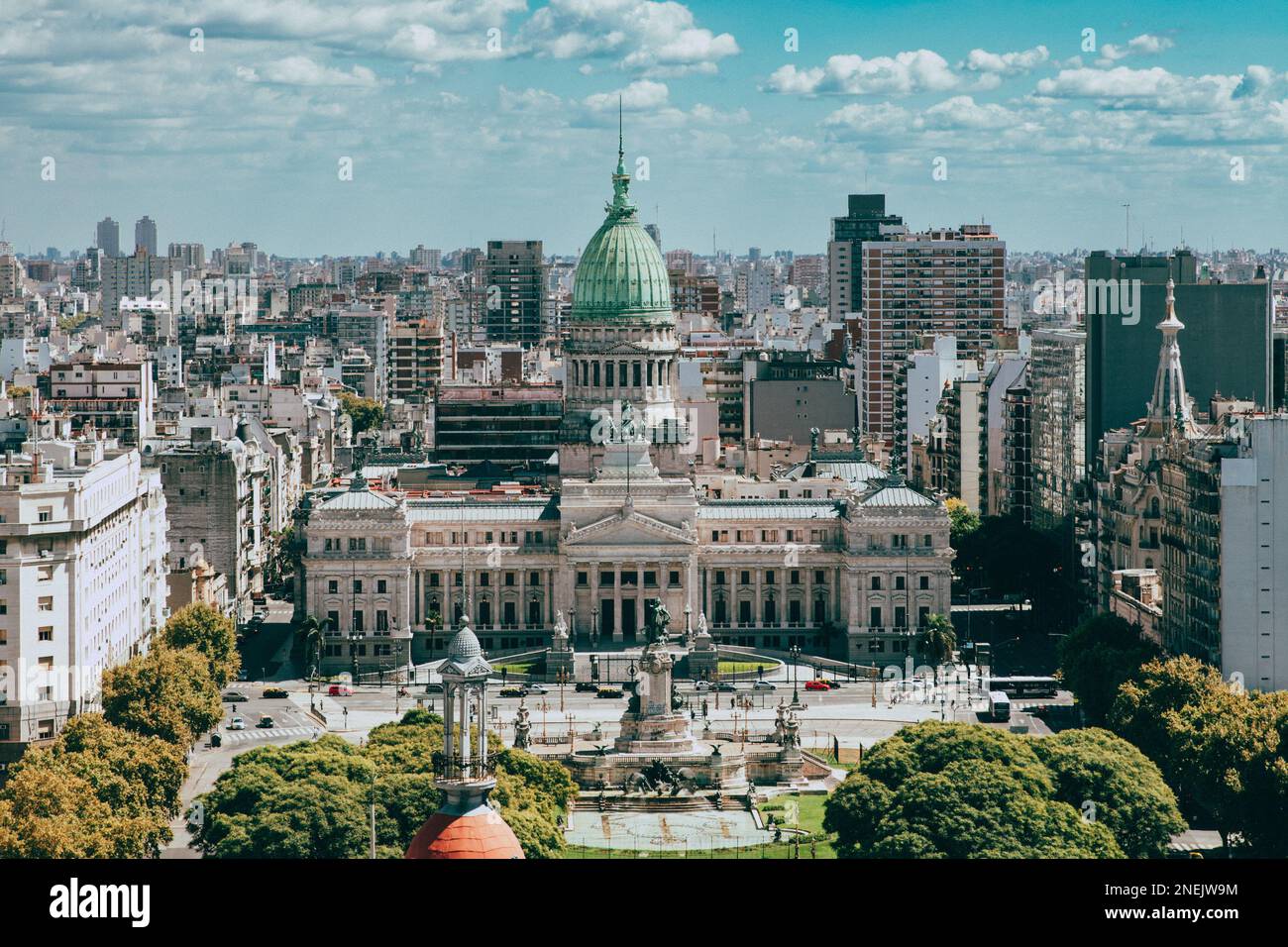 Aerial view of the Argentine National Congress and the Congress Square. Stock Photo