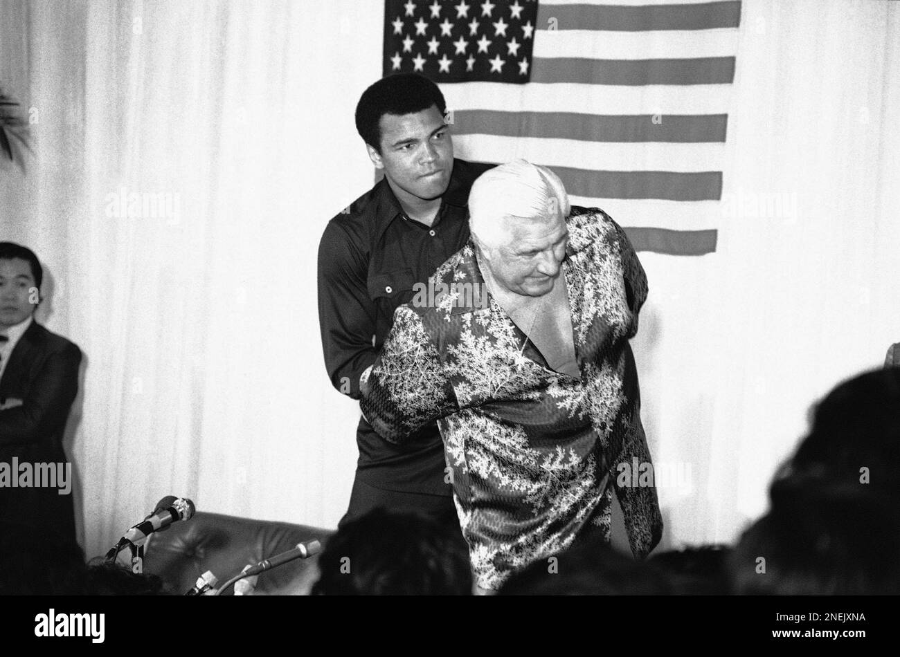 World Heavyweight Boxing Champion Muhammad Ali shows his wrestling