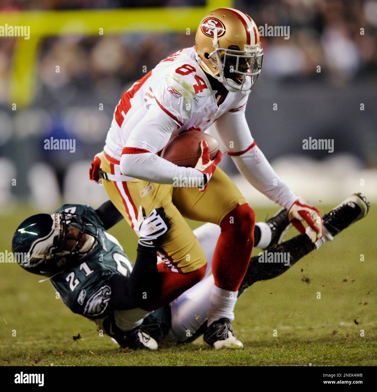 Seattle Seahawk's Darrell Jackson (82) and Jerry Rice (80) celebrate  Jackson's Touch down in the 3rd quarter after he broke a tackle by San  Francisco 49ers Joselio Hanson at Monster Park Sunday