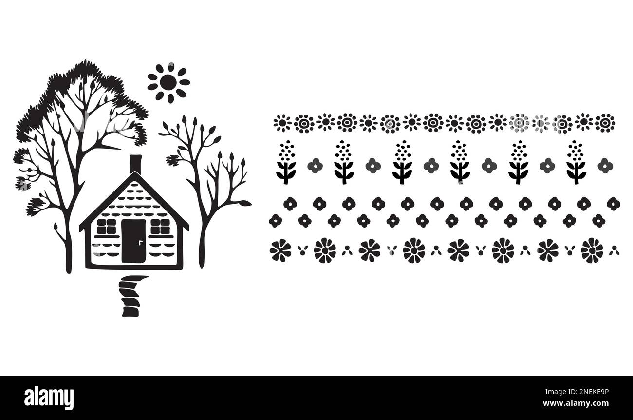 Homestead Vector Collection of cute house illustration set. Vector set of village ...
