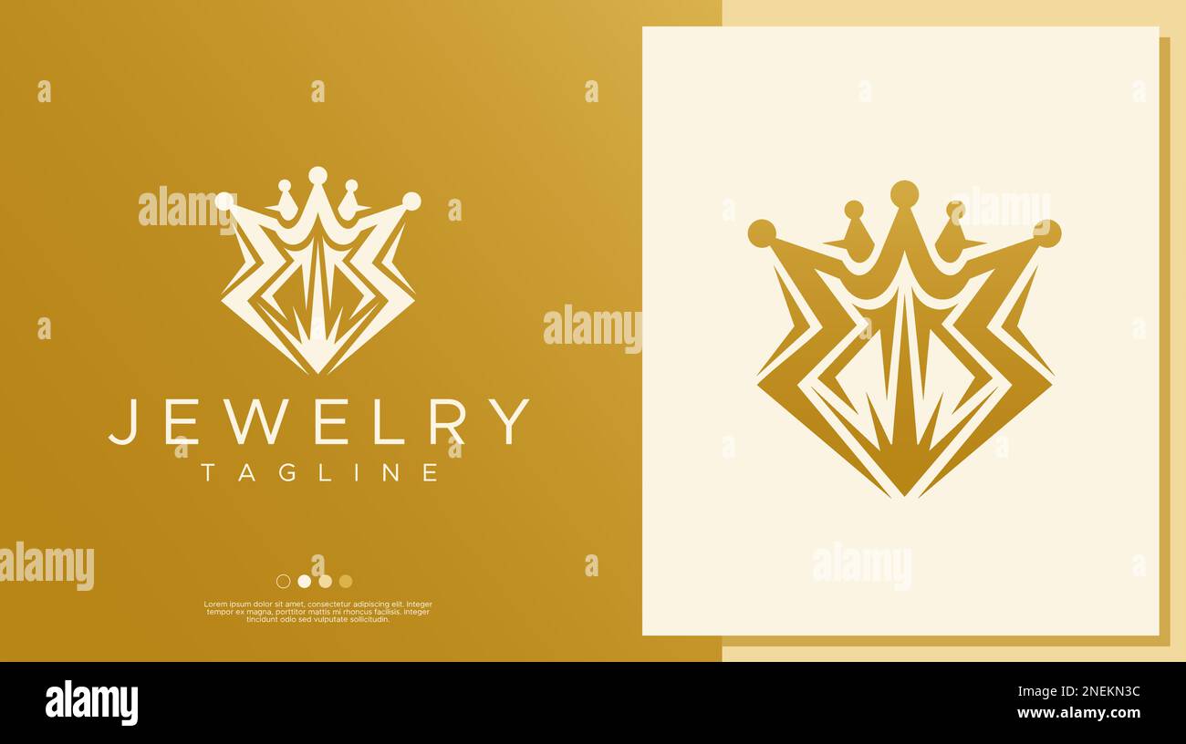 Luxury gold diamond crown logo design template. Minimalist jewellery ...