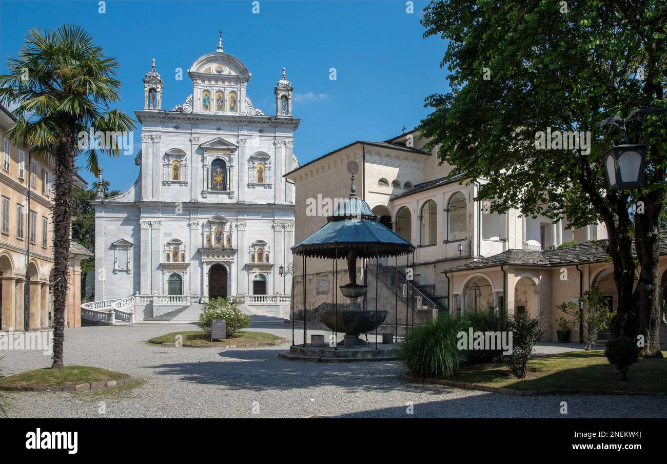 Varallo - The complex of church Basilica del Sacro Monte with the atrium. Stock Photo