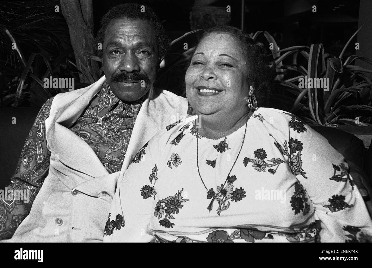 Cassius and Odessa Clay parents of boxer Muhammad Ali in the lobby of a