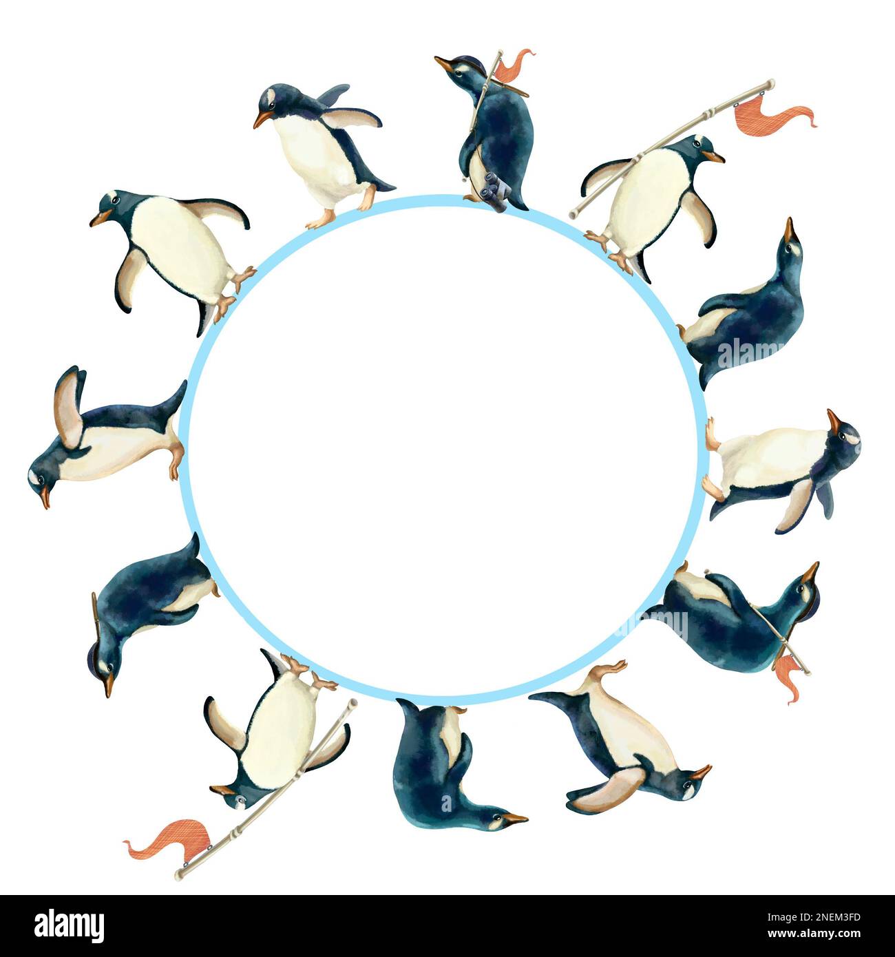 Illustration of south pole animals and forwarders. High quality