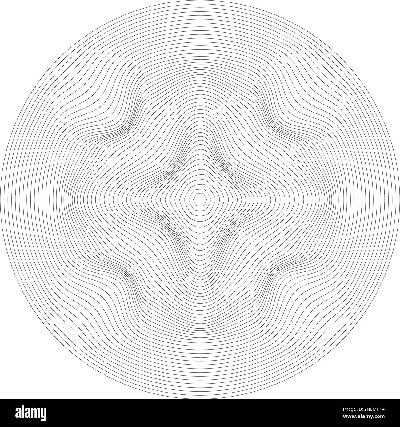 Circle lines overlay pattern in black color isolated on white background. For design elements in concept of technology, science or modern. Stock Vector