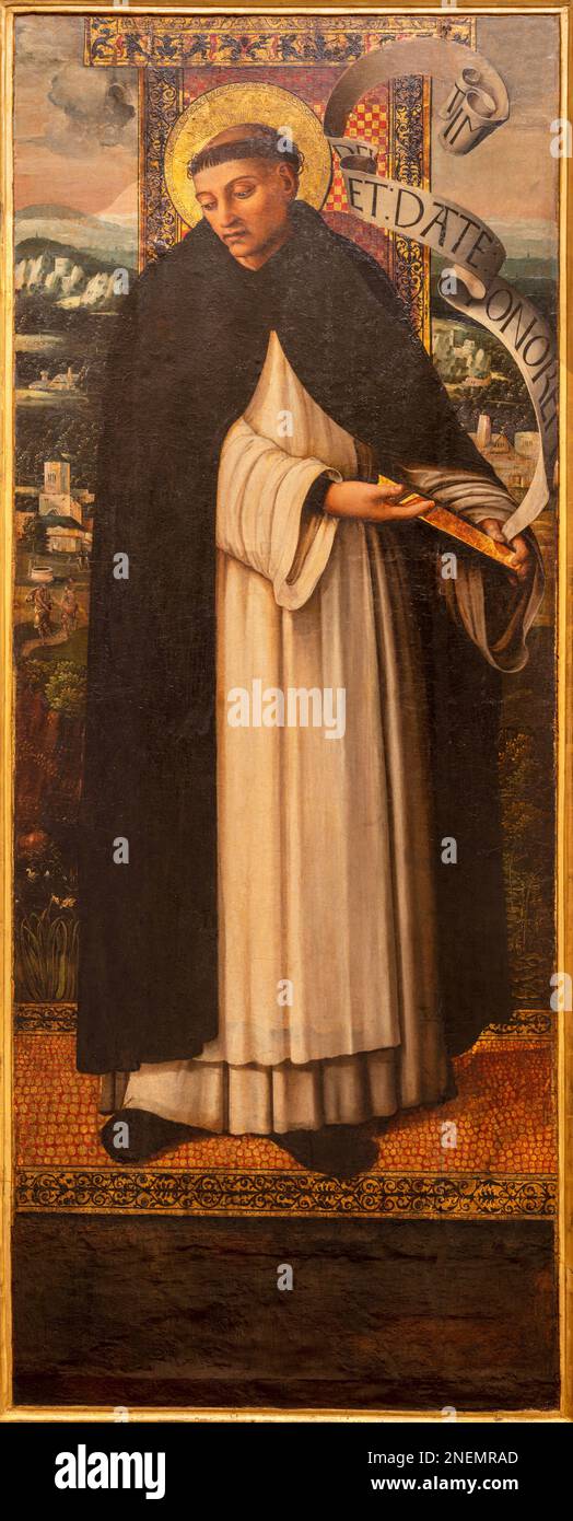 VALENCIA, SPAIN - FEBRUAR 14, 2022: The painting St. Vincent Ferrer in the Cathedral by Maestro de Alzira from 16. cent. Stock Photo