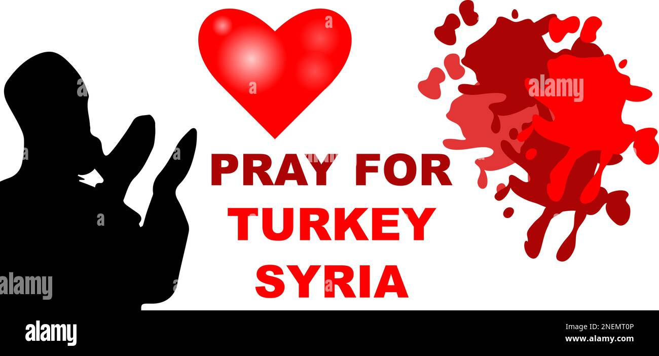 Pray for Turkey and Syria Earthquake disaster victims Save life. Support and show solidarity with the Turkish and Syrian people. Turkey map, Syria Map Stock Vector