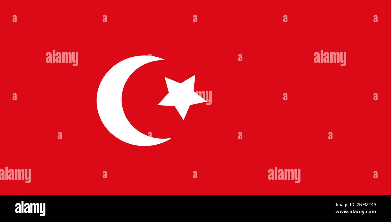 Turkey flag with moon and star realistic symbol vector illustration. National Independence Day Happy republic day of Turkey. close up Turkish national Stock Vector