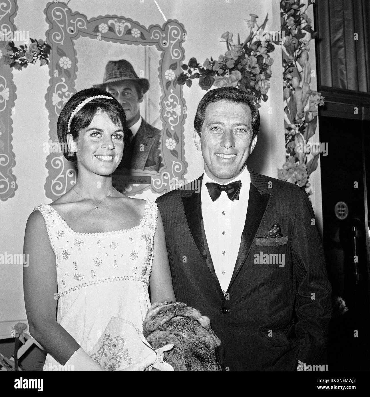 Andy Williams and his wife Claudine Longet arriving for the premiere of ...
