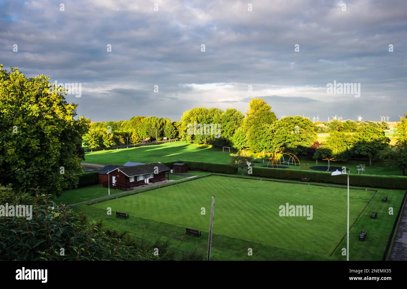 East Sussex, United Kingdom, Sept 2022, view of Rye Bowls Club in the medieval town of Rye Stock Photo