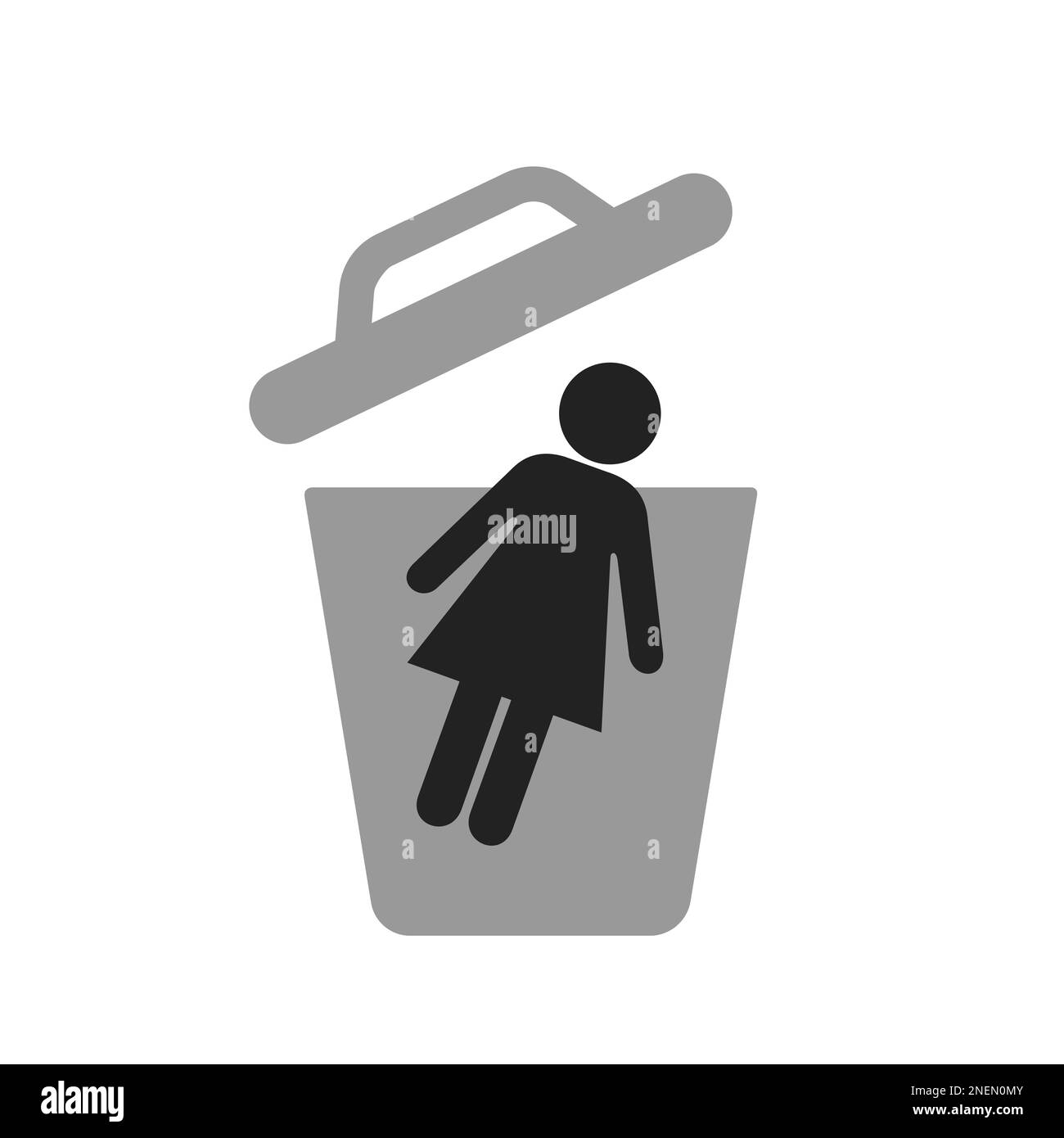 Leftover woman - metaphor of unwanted single unmarried female. Marital status. Vector illustration isolated on white. Stock Photo