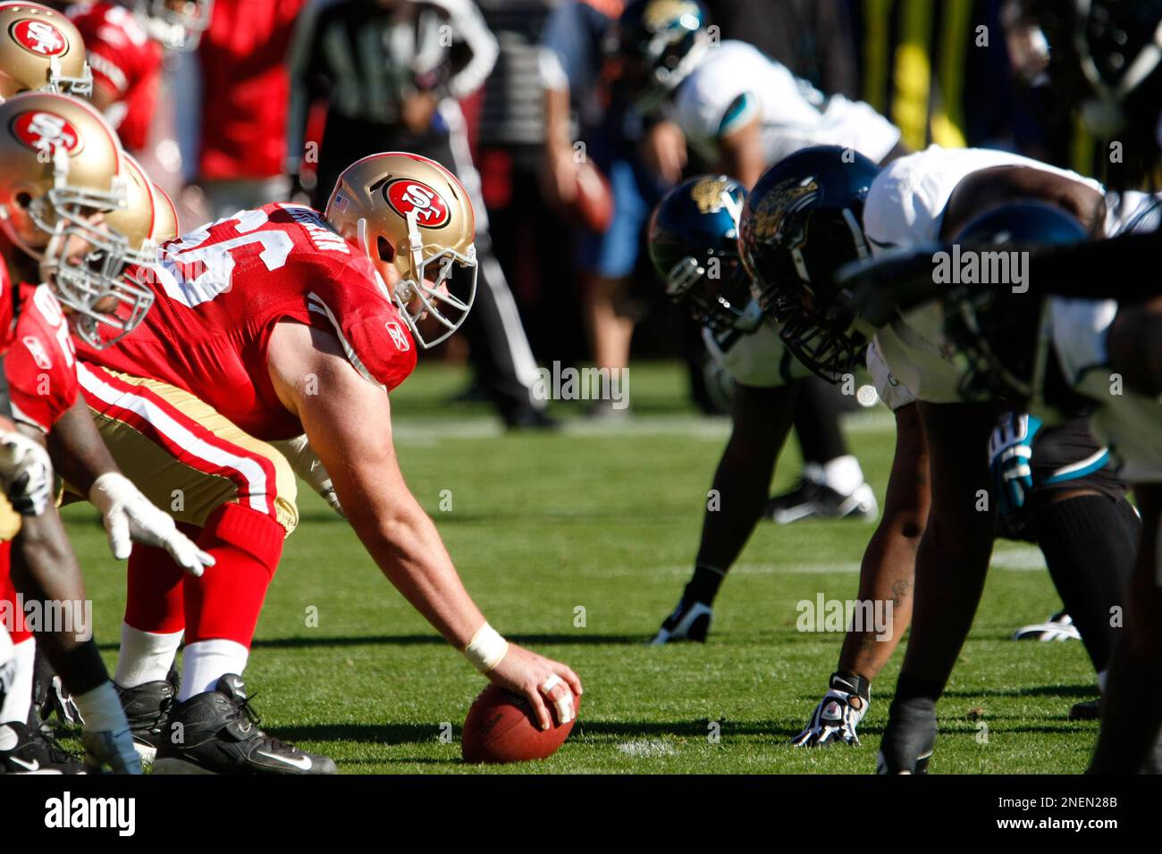 San Francisco, California, USA. 7th Dec, 2008. With San Francisco 49ers  center Eric Heitmann #66 help quarterback Shaun Hill #13 make pass on  Sunday, December 7, 2008 at Candlestick Park, San Francisco